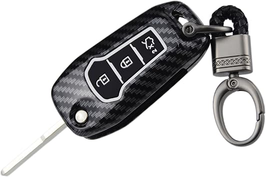 2-Layers Hybrid Combo Carbon Key Fob Cover for Ford F150 F250 F350 F450 F550 Explorer Ranger Escape