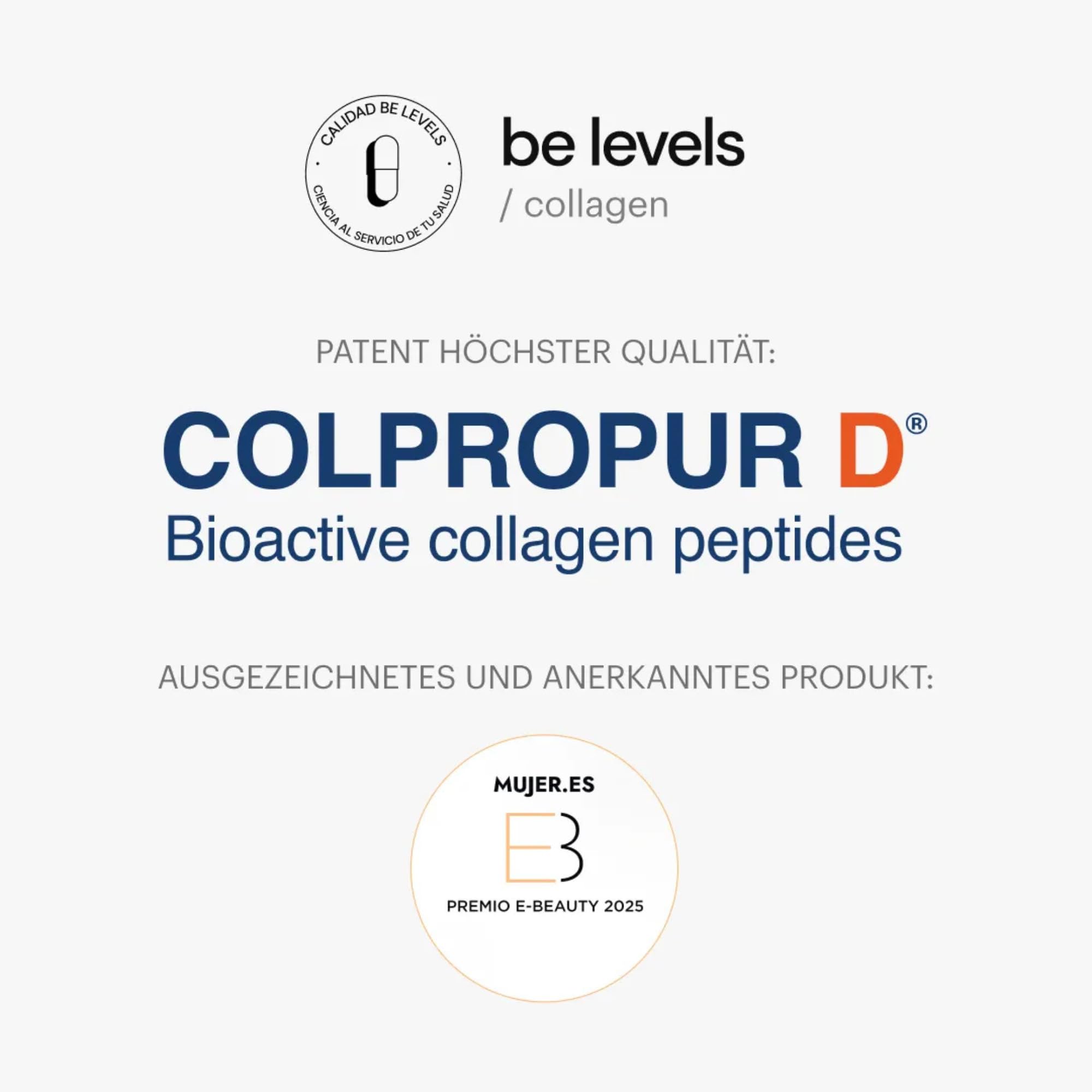 Kollagen Peptide Pulver Hochdosiert Hydrolysiertes mit Vitamin C + Hyaluronsäure für Gelenke Haut Haare Nägel 360g Glutenfrei und Laktosefrei Waldfruchtgeschmack Collagen be levels