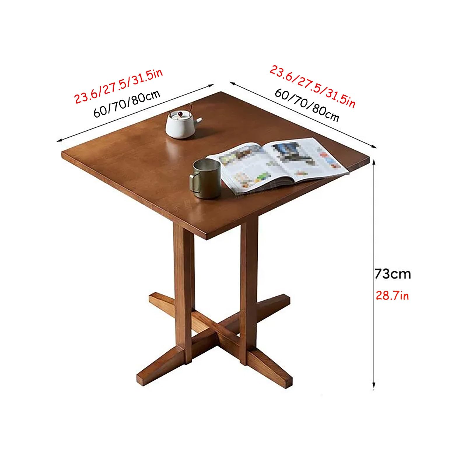 Tavolo da Pranzo Quadrato, Tavolo da Cucina in Legno, Struttura Stabile, Tavolo da Riunione per Ufficio, Tavolo per la Negoziazione Della Reception, per Casa, Ufficio(70cm/27.5in)