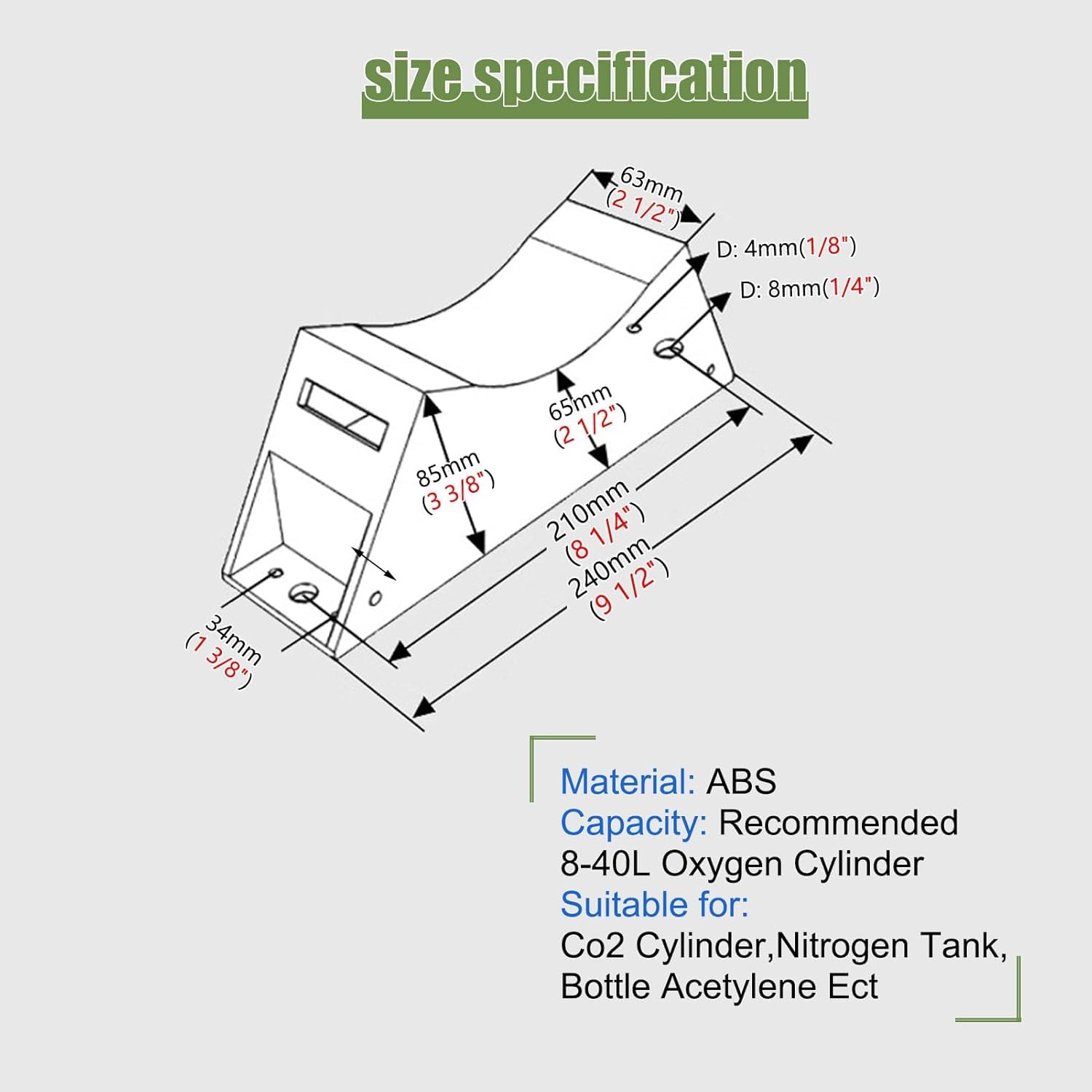 Soporte De Pared Ajustable De Alta Resistencia para Tanques De Gas - Solución De Almacenamiento Segura De Abs con Cadena - Ideal para Garaje, Cobertizo Y Uso En Exteriores Grey