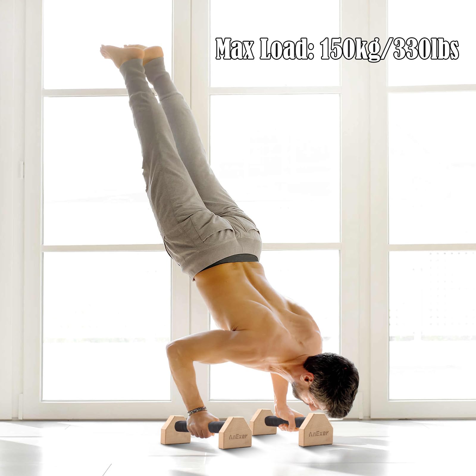 Liegestützgriffe Holz Parallettes Handstand Griffe für Calisthenics, Rutschfeste Push up Bars Joint-Friendly Push Up Griffe, Calisthenics Griffe for Festigkeit Ausbildung Yoga