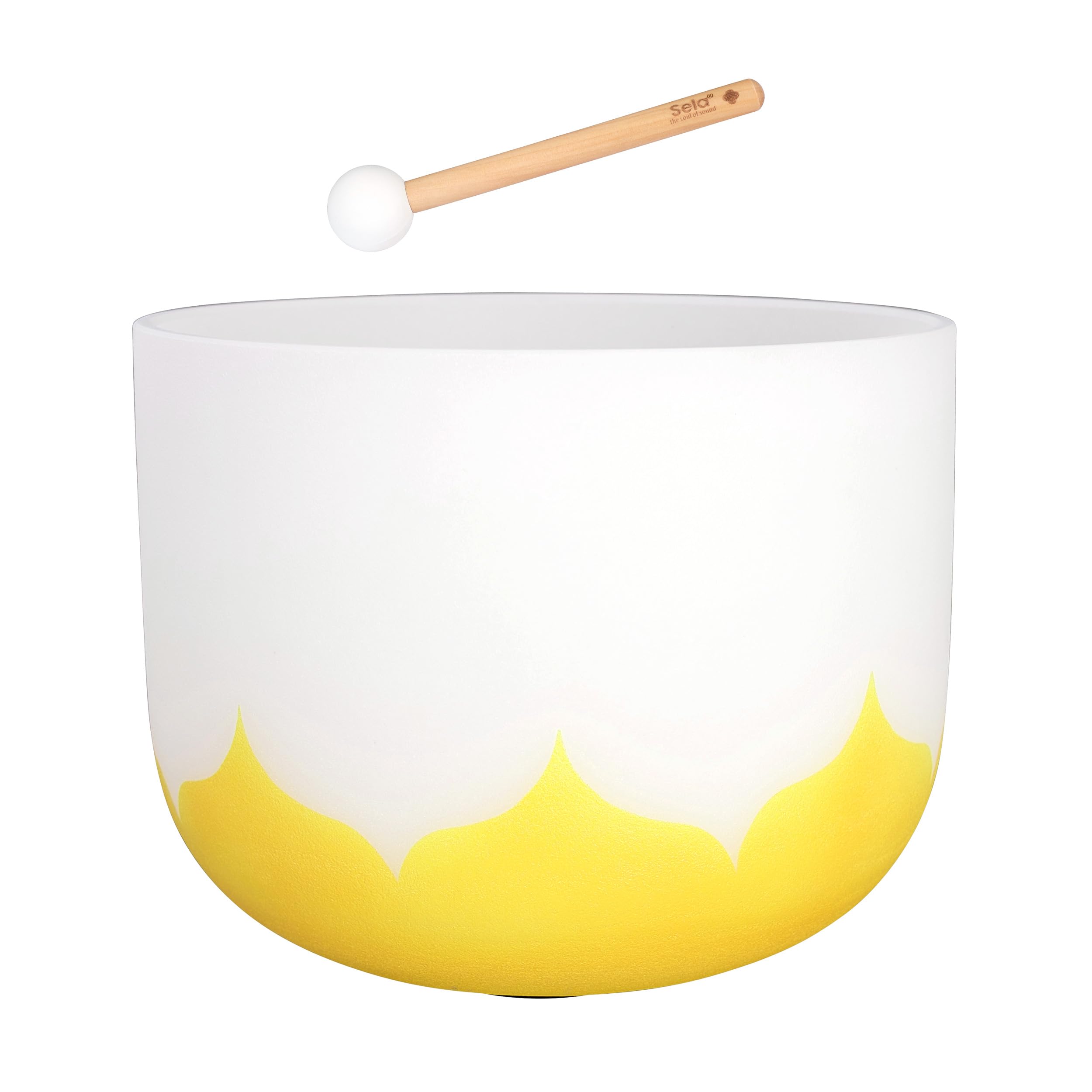 12 Inch Crystal Singing Bowl Set Lotus 432Hz E - Yellow (Solar Plexus Chakra)