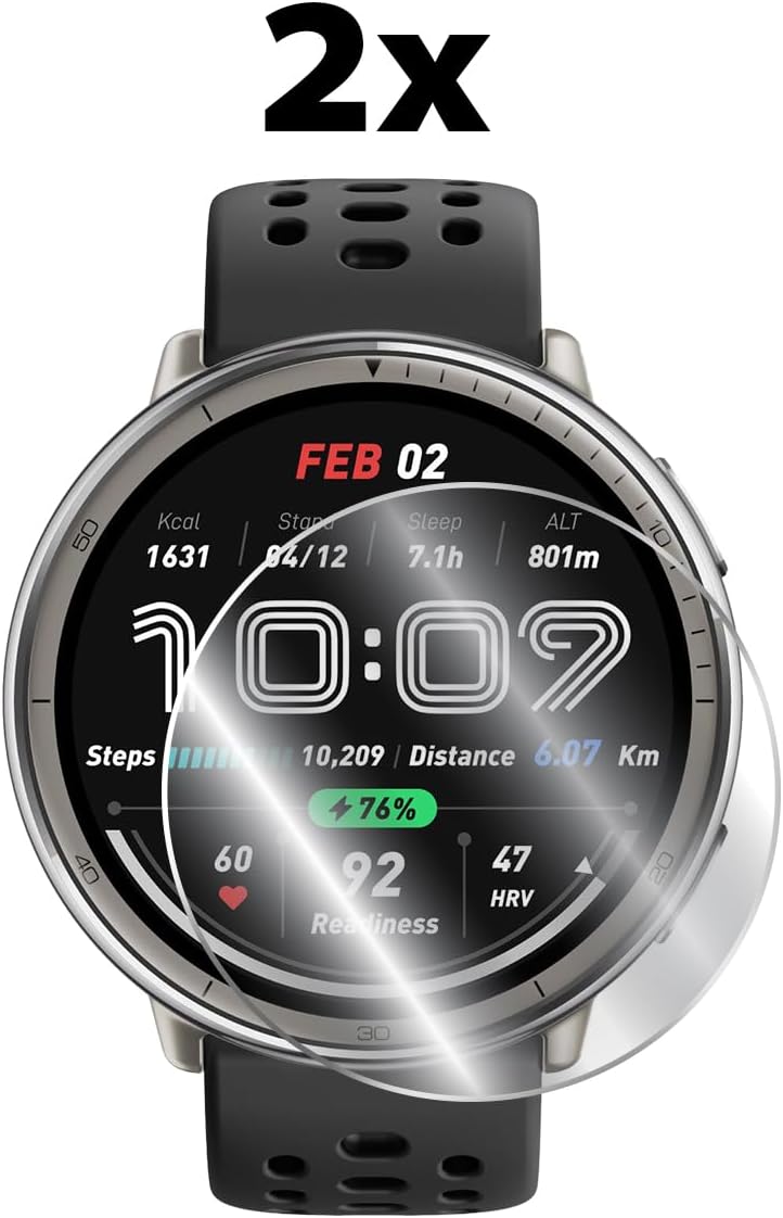 IPG for Amazfit Active 2 Smart Watch Hydrogel Screen Protector (2 Units) Invisible HD Clear Film Anti Scratch Guard-Smooth/Self-Healing/Bubble Free for Active2 image 2