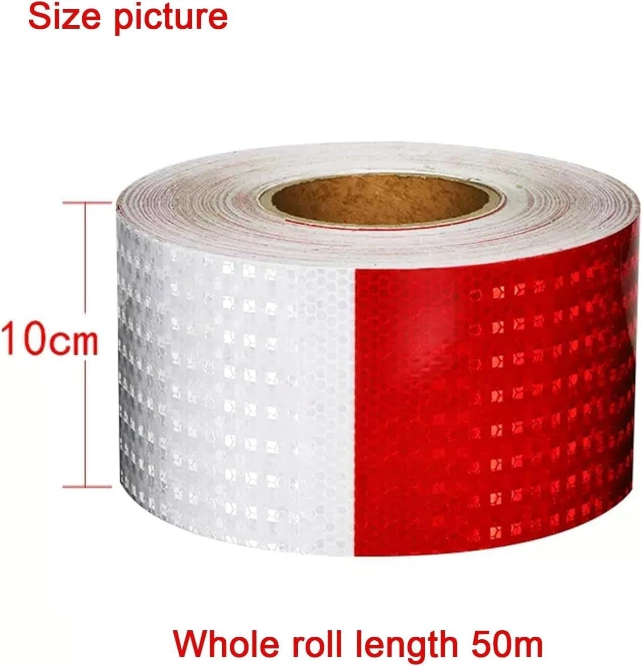 Reflective Tape, Self Adhesive Reflective Tape Multicolor (5-20) cm x 50m(Red White,10 cm x 50 m)