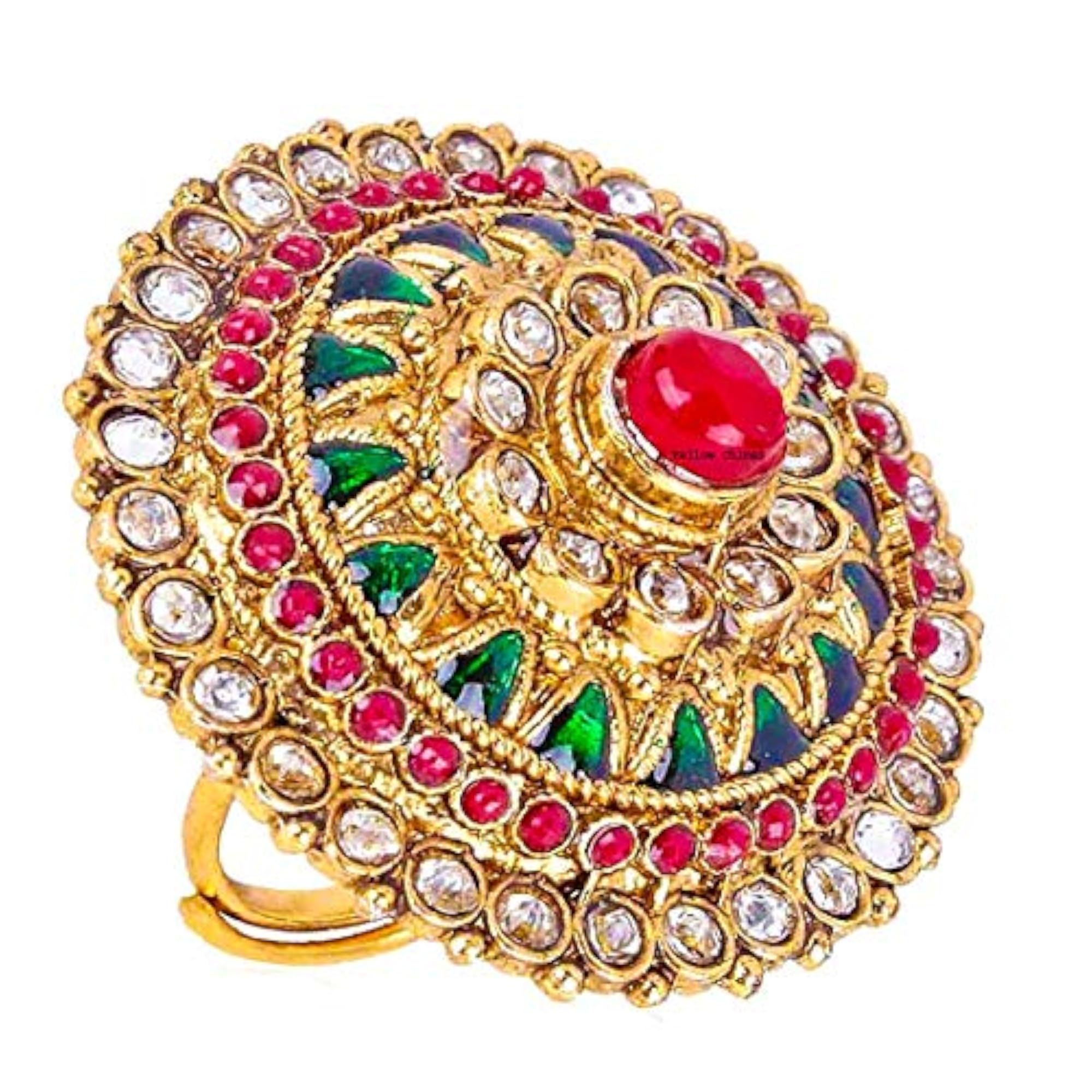 Women's Traditional Pink & Gold Adjustable Cocktail Ring