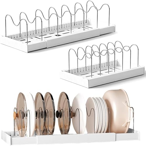 Piashow Topfdeckelhalter Küchen Organizer, Verstellbares Deckelhalter mit 9 Vers