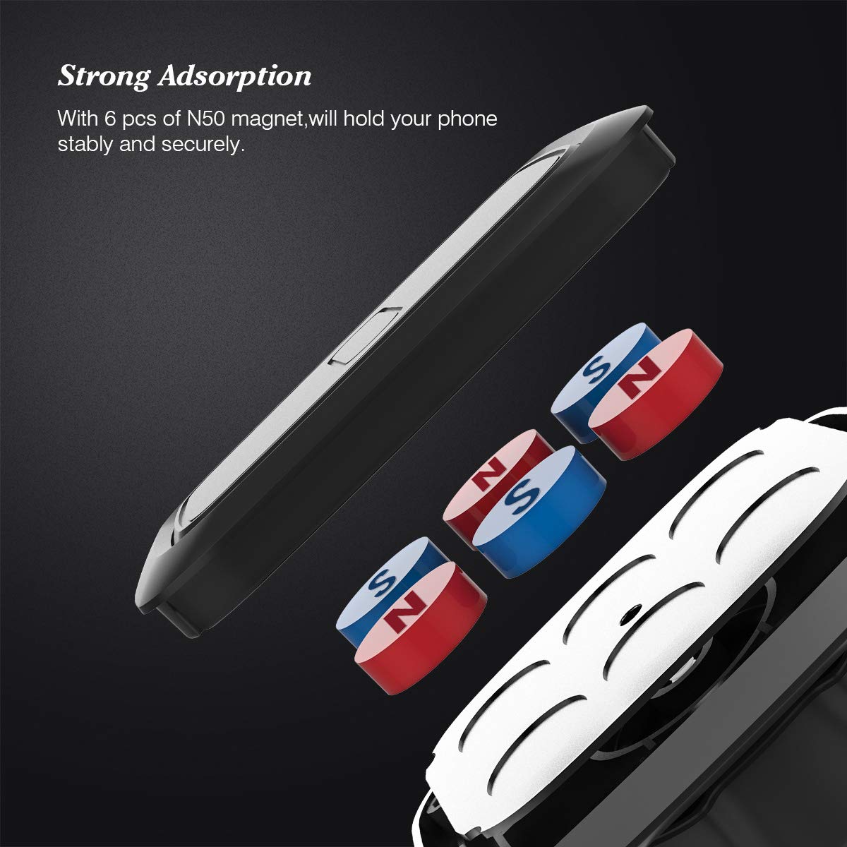 VIIMAKE Car Phone Mount,Magnetic Cd Slot Car Mount Phone Holder 6 Magnet for iPhone 11 Pro Xs MAX XR XS X 8 7 Plus, Galaxy S10 S10+ S10e S9 Note 9 (Black)