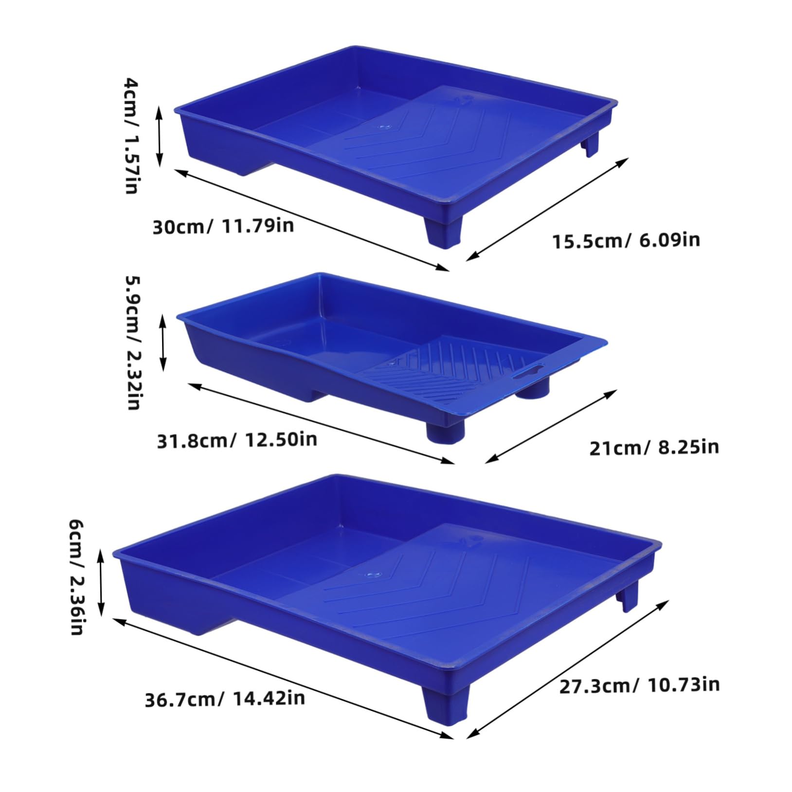 Bandeja de Pintura para Rodillos de Polipropileno Azul 3 Piezas