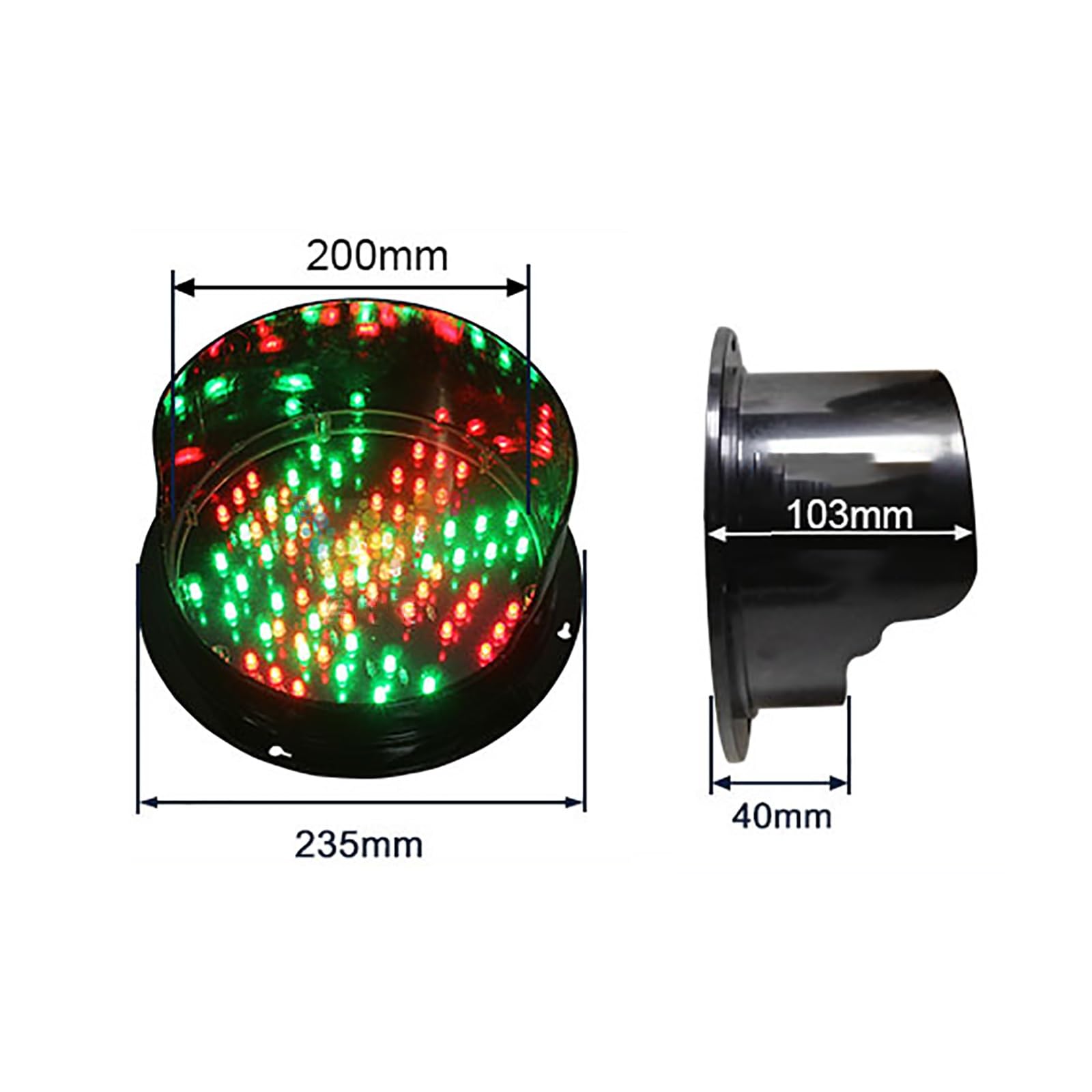 Czerwono-zielona sygnalizacja świetlna LED, Ф200mm(8 cali) Lampka sygnalizacyjna Czerwonego Krzyża i Zielonej Strzałki, Lampka LED Stop and Go 2 w 1, wodoodporność IP65, do dróg, punktów poboru opła