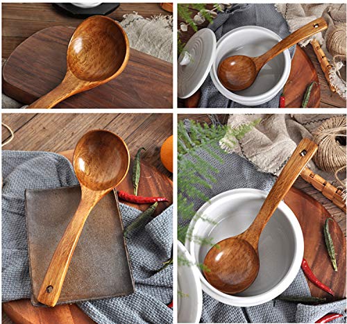 Fjnatinh A101 Wooden Ladle. Long Handle Ladle Utensils For Soup.Handmade thumb #6