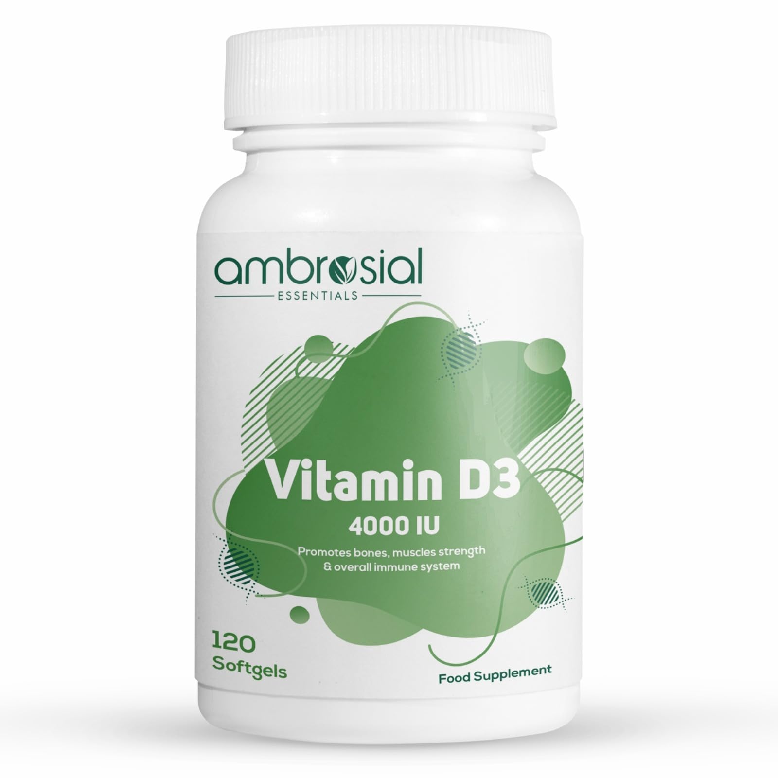 Vitamin D3 4000 IU (100 mcg) Softgel - High Strength Vitamin D Supplement | Gluten Free | Supports Immune System, Healthy Bones & Teeth | Vitamin D 4000iu | Pack of 1-120 Softgels