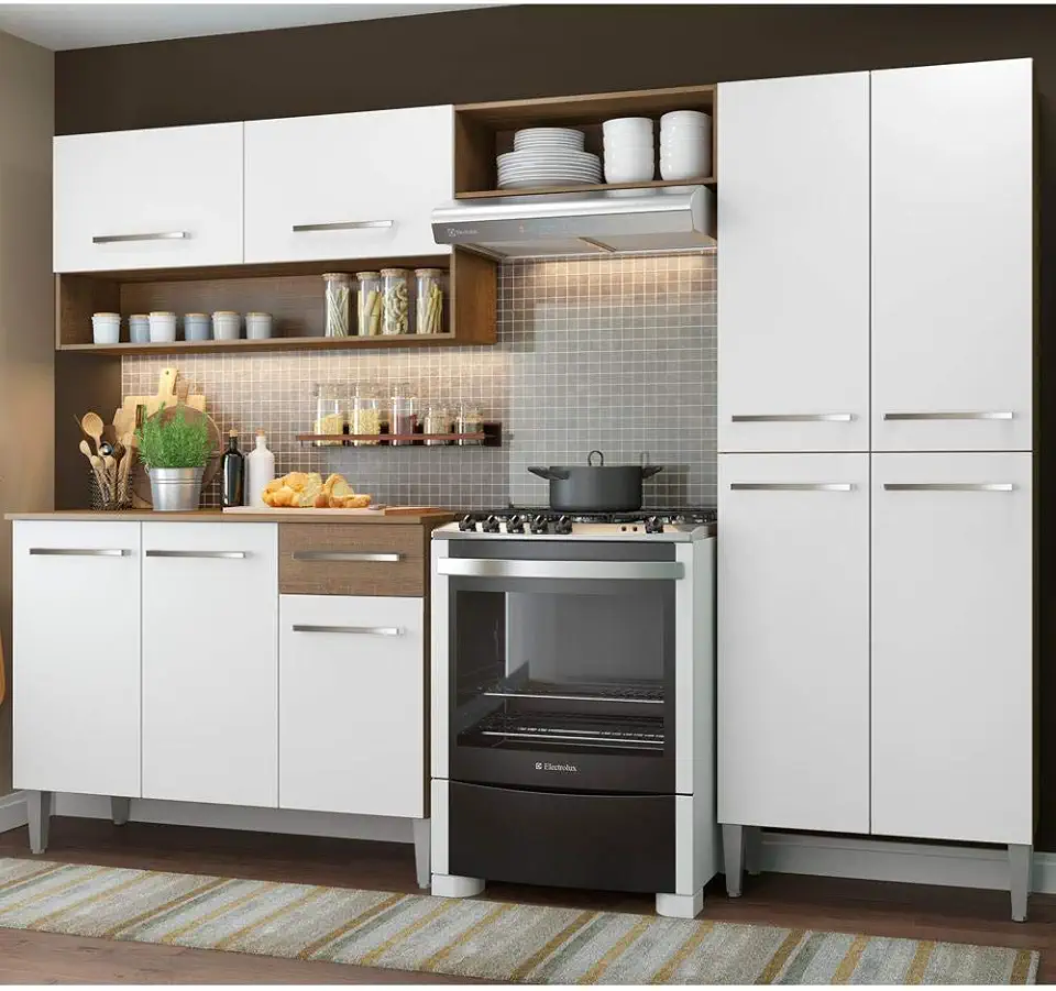 Cozinha Compacta Madesa Emilly Pop Com Armário e Balcão - Rustic/branco