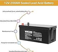 Vista 5 de WEIZE AGM - Batería 4D de tamaño grupal, batería de ciclo profundo de 12 voltios y 200 Ah perfecta para RV, caravana, campamento, remolques