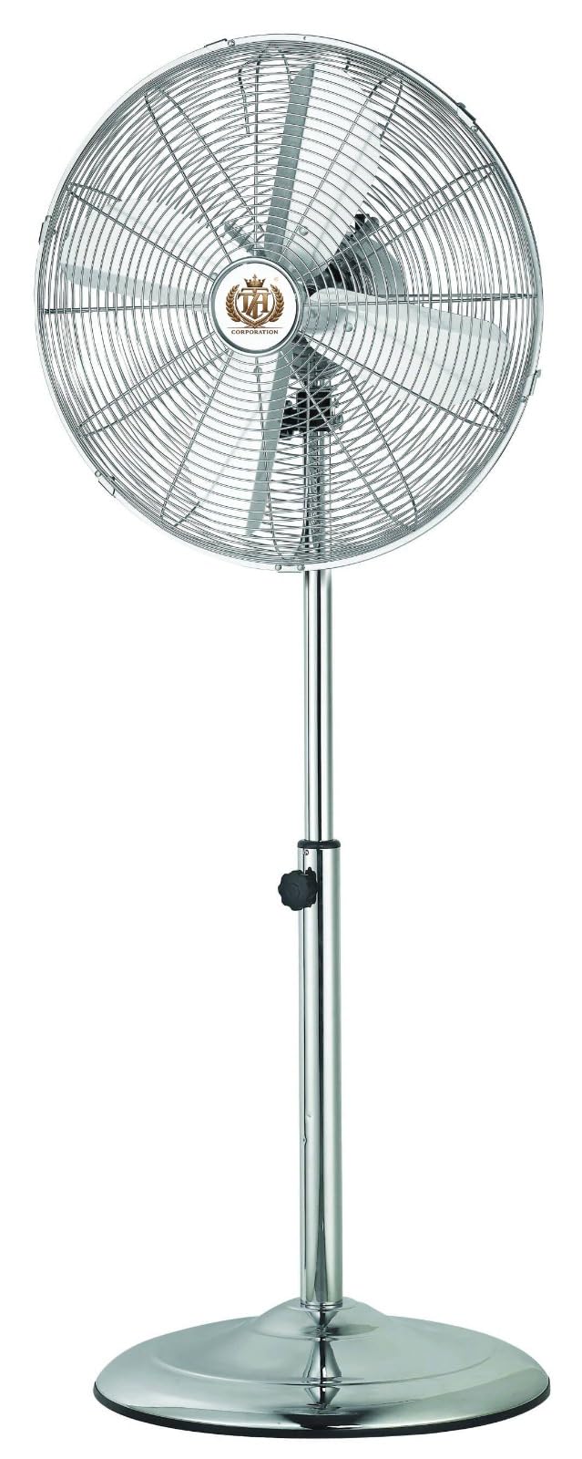 Metal Stand Fan, Adjustable Height, 3 Speed Settings, Oscillation, for Home, Office and Commercial Space, Chrome,(Chrome) TZH Corporation 18" High Power
