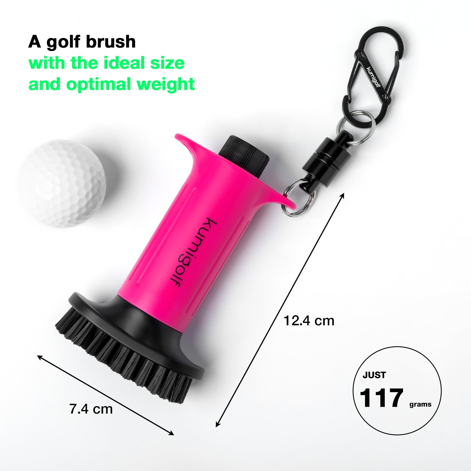 Cepillo de agua H3, función de pulverización y clips magnéticos, cepillo para palos de golf y limpiador de club de golf, cerdas de nailon de alta calidad y fuertes para superficies de palo,
