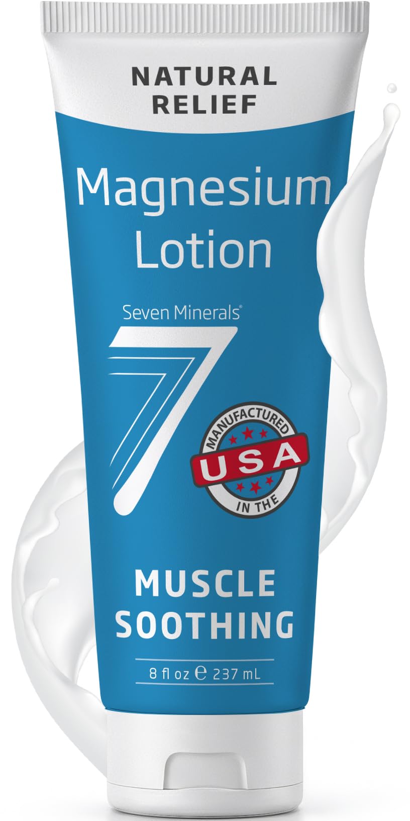 Seven Minerals Magnesium Lotion for Sleep, Soothing Relief & Relaxation - Highly Concentrated Magnesium for Better Sleep, Feet & Muscles. Non-Greasy Lotion with Skin Friendly Ingredients - 8 oz tube 8 Ounce (Pack of 1) Tube