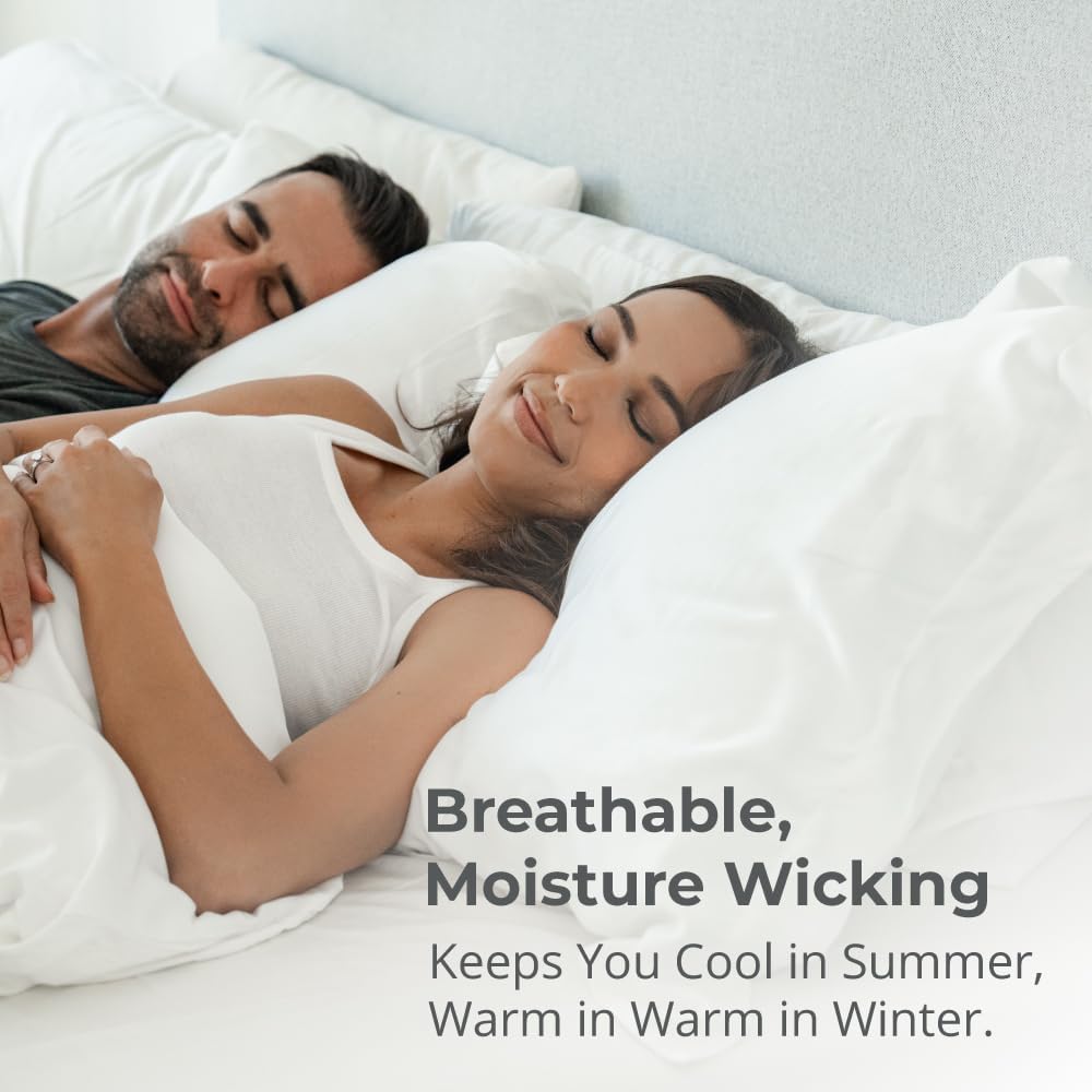 Cariloha Retreat 2-Piece Sateen Pillowcase Set | White |Standard | Lyocell Material | Allergy & Odor Resistant, Breathable, and Extra Soft | Cooling for Hot Sleepers | Corner Bands