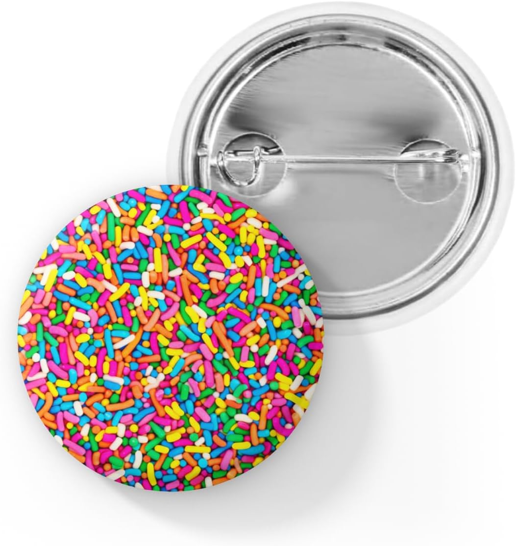 Rainbow Sprinkles Pin Back Button – Colorful Dessert Sprinkle Badge – Baking Lover Lapel Pin – Cute Candy Sprinkle Button,