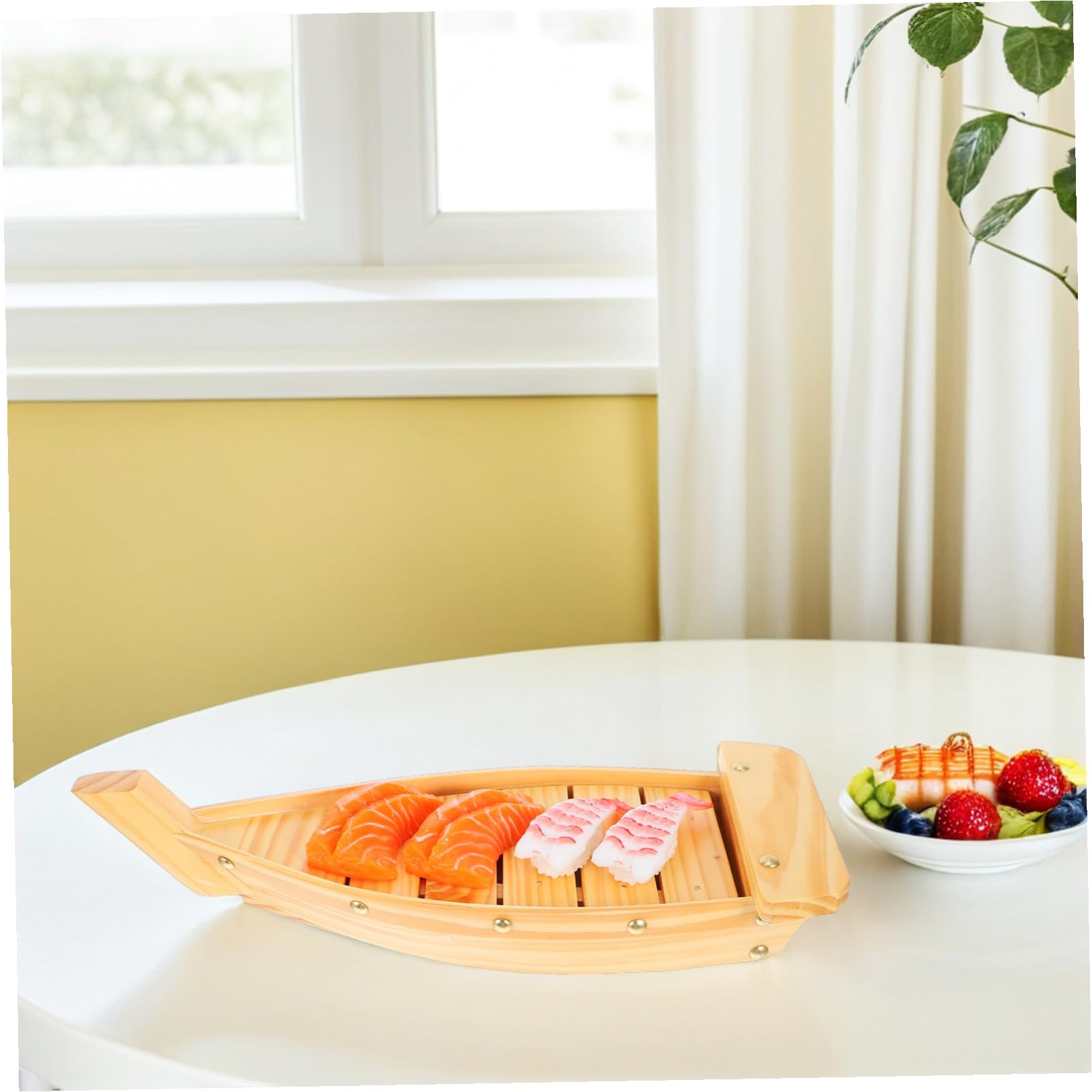 Cabilock Decoración de Barco de Sushi Plato de Sushi de Madera Estilo Japonés Bandeja para Aperitivos el Hogar o Restaurante Plato para Servir