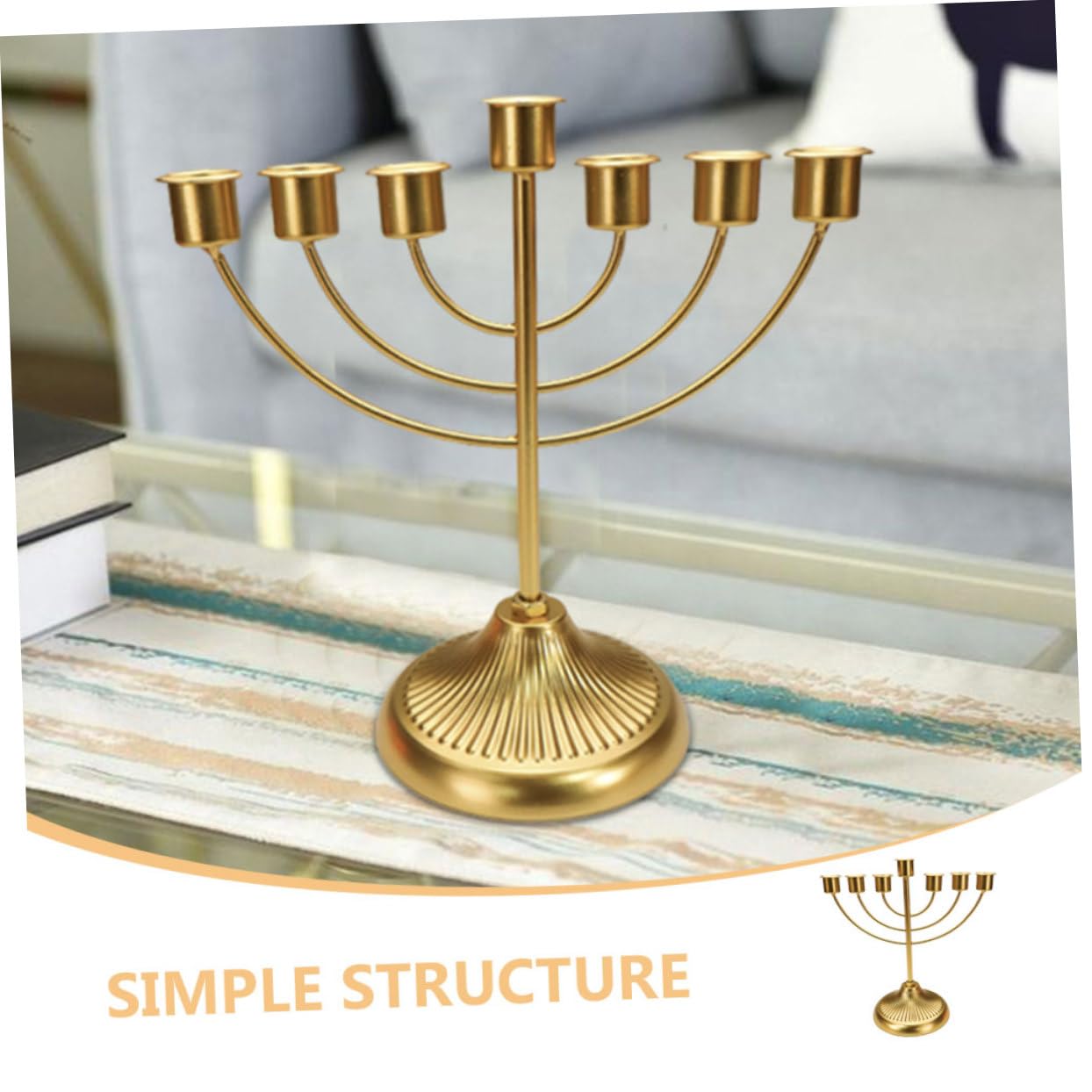 Candelabro de 7 Brazos en Hierro Dorado Estilo Vintage | Centro de Mesa para Banquetes, Efecto de Luz Ampliado, Detalle Creativo y Delicado para Cenas