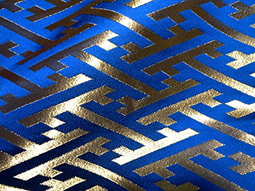 Amazon | 京都西陣織・金襴 生地 紗綾形・中（青） 50cm単位 切り売り 