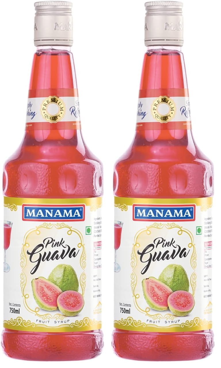 Manama Guava Fruit Syrup | Mixer for Mocktails, Cocktails, Drinks, Juices, Beverages | Non Alcoholic Mix 750ML Bottle (Pack of 2)-image-20