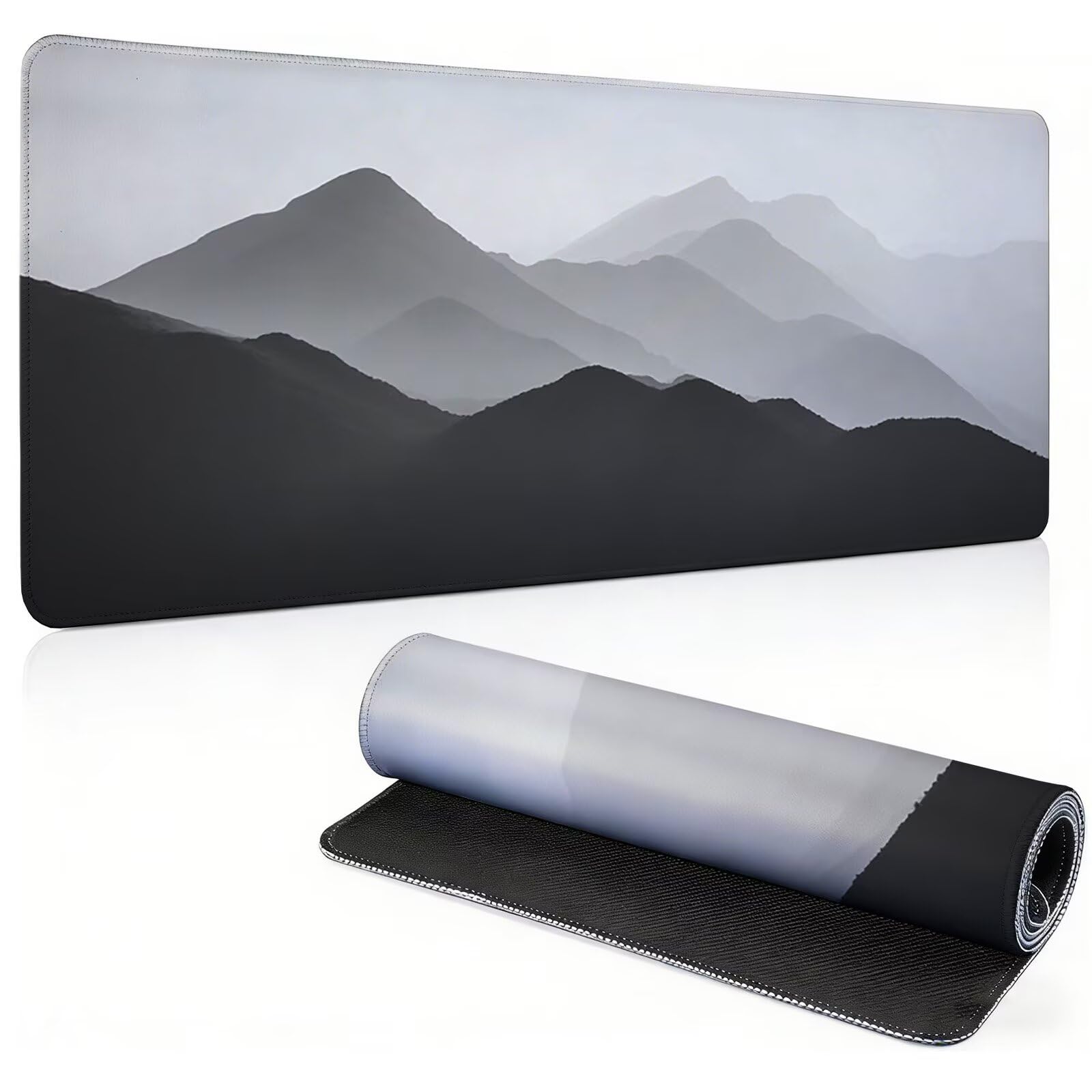 Tappetino Mouse Gaming, 1200x600mm Tappetino Mouse XXL bianco nero 0c0-258 | Mouse Pad Grande, Ottimizzato per i Sensori da Gioco, Migliora Precisione e Velocità, per Mac e PC, Paesaggio (2)