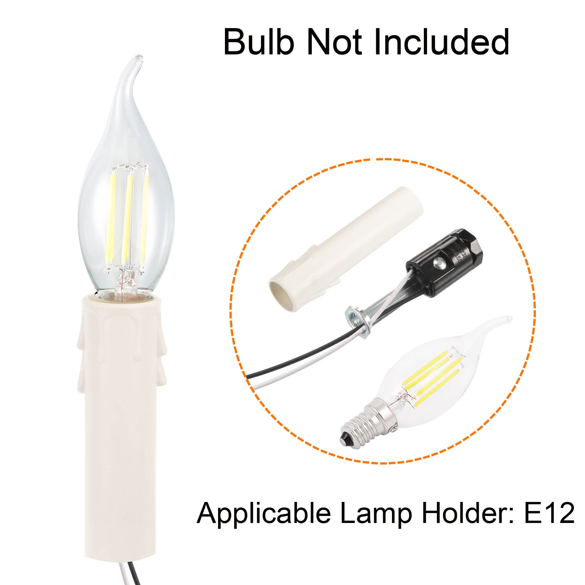 Lot De 10 Douilles E12 Avec Manchons Bougie Blancs - Filetage M10, Pour Lustre, Chandelier - Support Ampoule Jusqu'à 75W