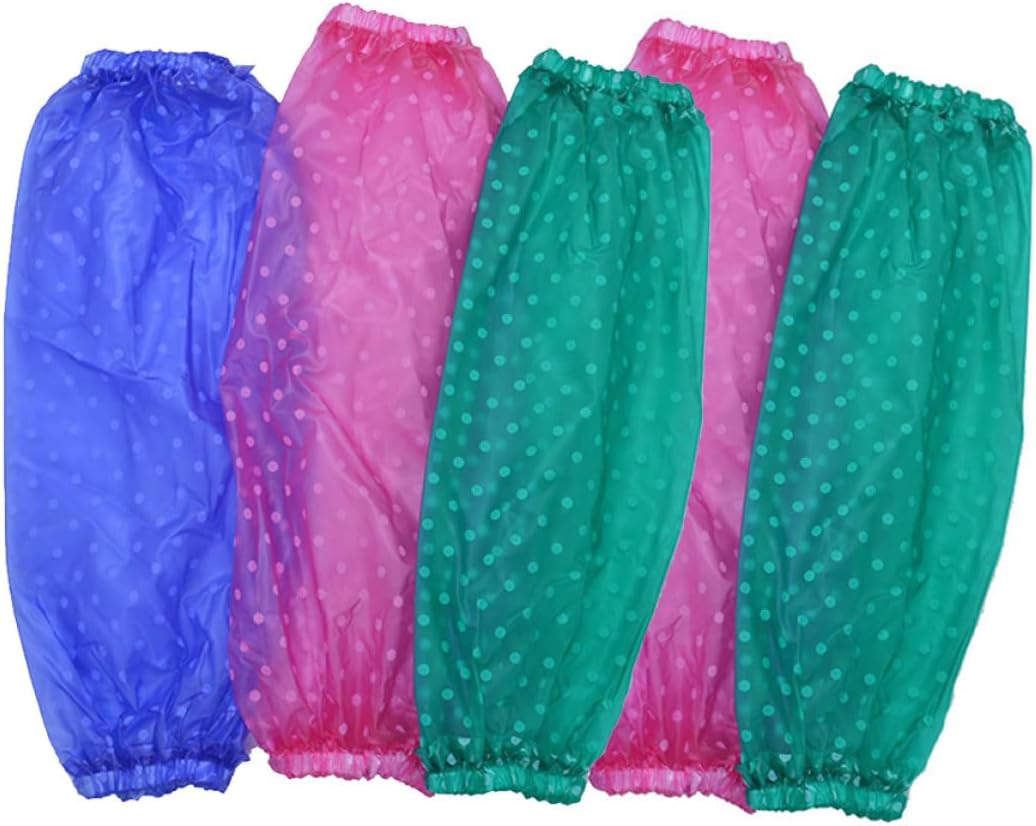 5 Pairs Waterproof Reusable Pvc Plastic Oversleeve Sleeve Covers Oilproof Protective Arm Sleeves for Home and Office Use Random Color