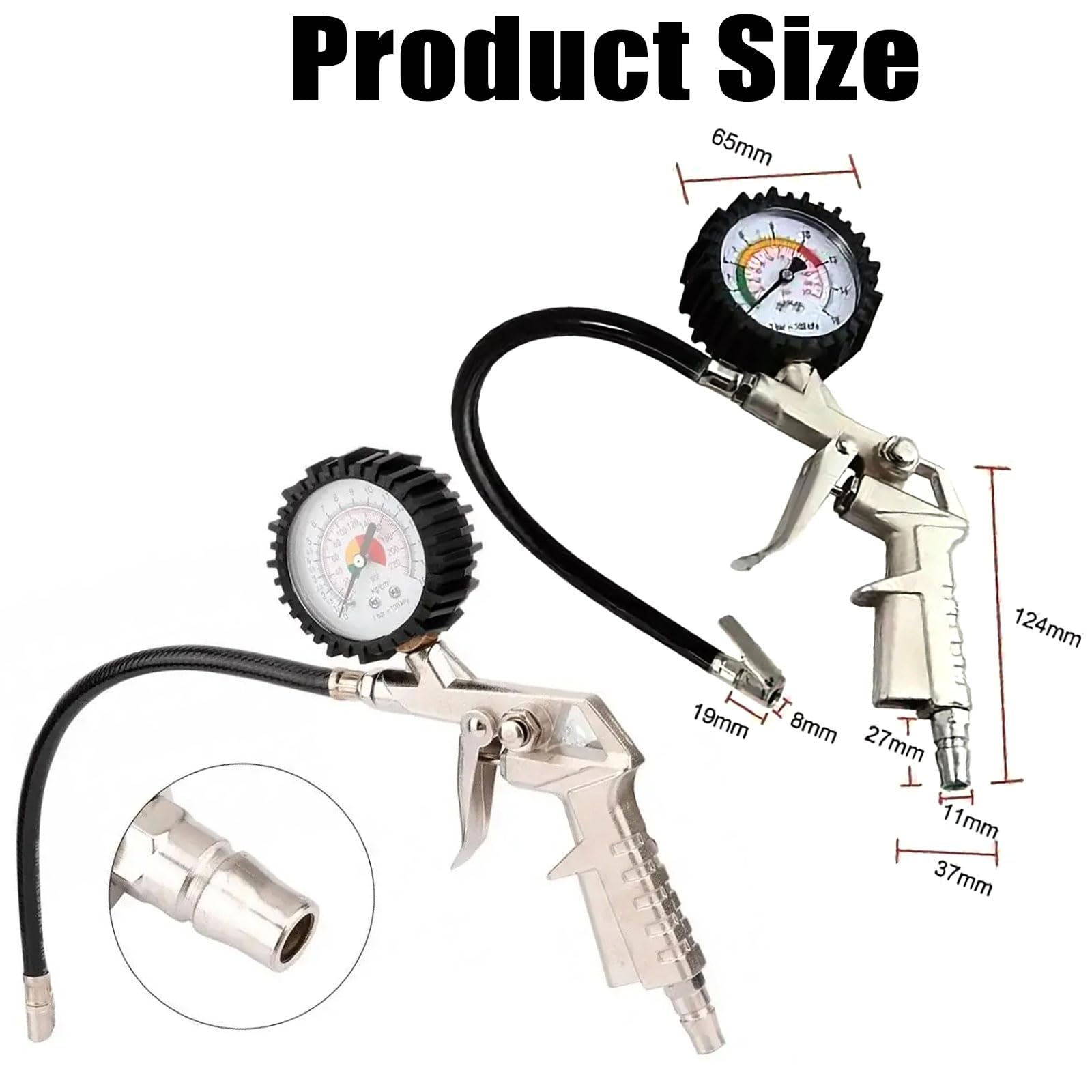 Manometre Pression Pneu, Jauges de Pression Des Pneus, Numérique Manomètre, Pistolet de Gonflage Manomètre, Testeur de Pression Des Pneus, Gonflage Pneu Voiture Avec Ecran LCD pour Voitures Motos
