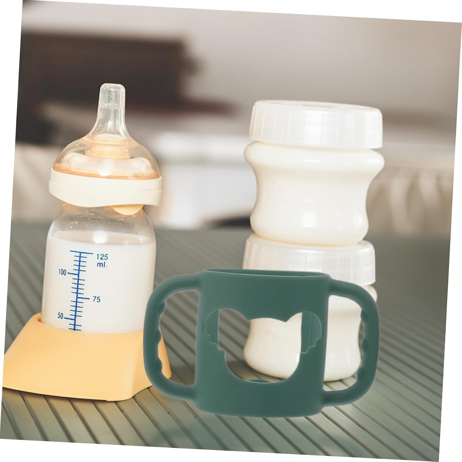 4pcs Universal Silicone Milk Bottle Handles for Comfortable to Hold Dishwasher Safe Compatible Brands for Toddlers and Infants