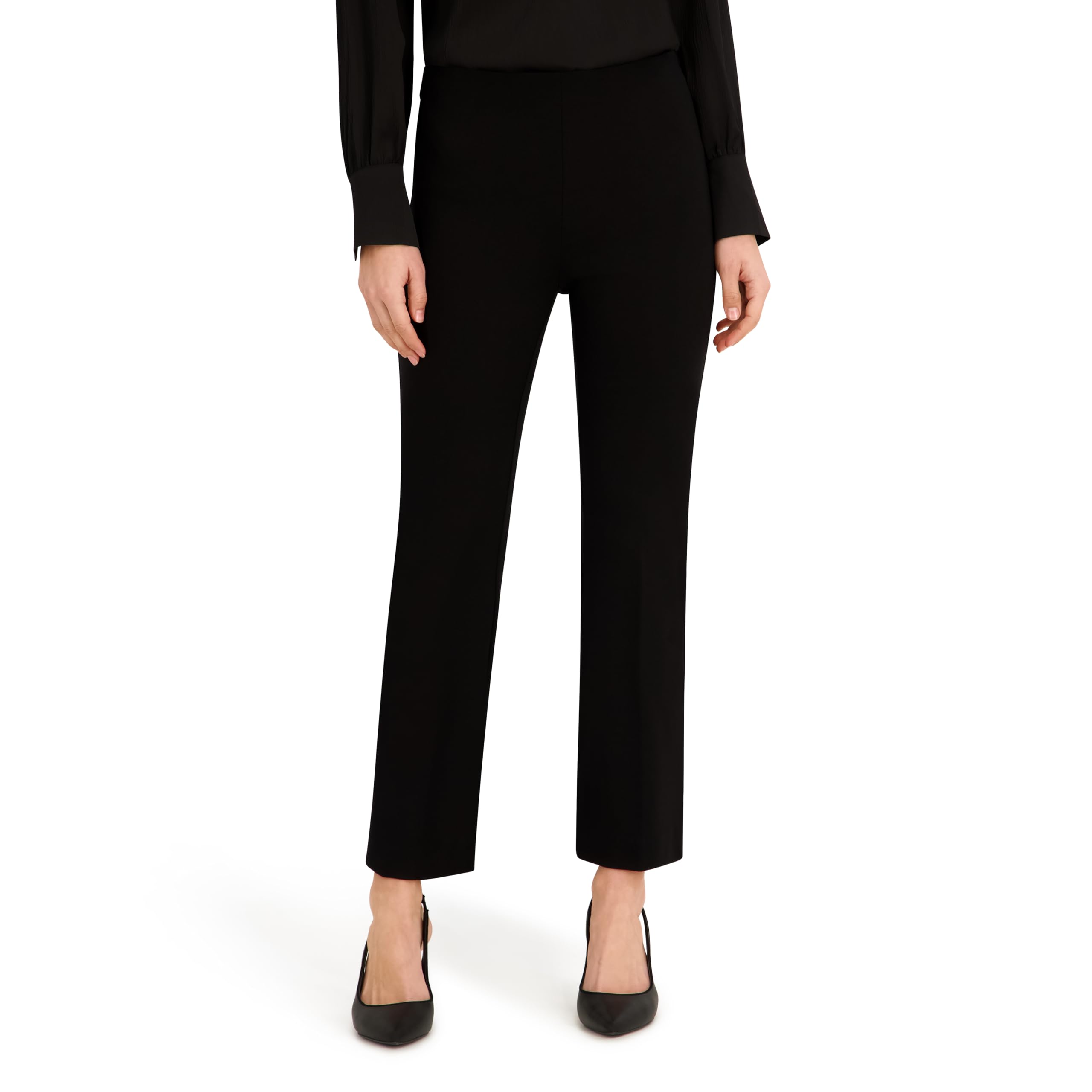 Anne Klein Women's Pull on Hollywood Waist Slim Ankle Pant, Asphalt, S
