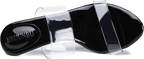 Miniatura 6 de NBUUNBU Tacones transparentes para mujer, tacones negros plateados, con plataforma pequeña, sandalias de tacón alto sexy, sandalias de tacón de