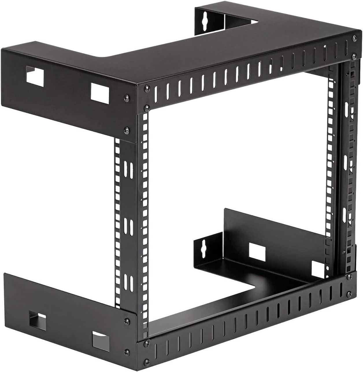 StarTech.com 2-Post 8U Heavy-Duty Wall-Mount Network Rack, 19" Open Frame Server Rack, 12" Deep, Wall Mount Data Rack for IT / AV / Patch Panel / Computer Equipment, TAA (RK812WALLO)