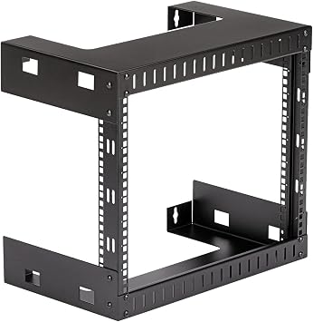 2-Post 8U Heavy-Duty Wall-Mount Network Rack, 19 Open Frame Server Rack, 12 Deep, Wall Mount Data Rack for IT / AV / Patch Panel / Computer Equipment, TAA (RK812WALLO)