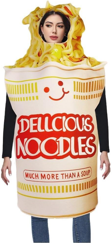 Halloween Unisex Adult Cup Instant Noodles Costumes Men Women Funny Food Suit Halloween Fast Food Funny Food Costume for Party