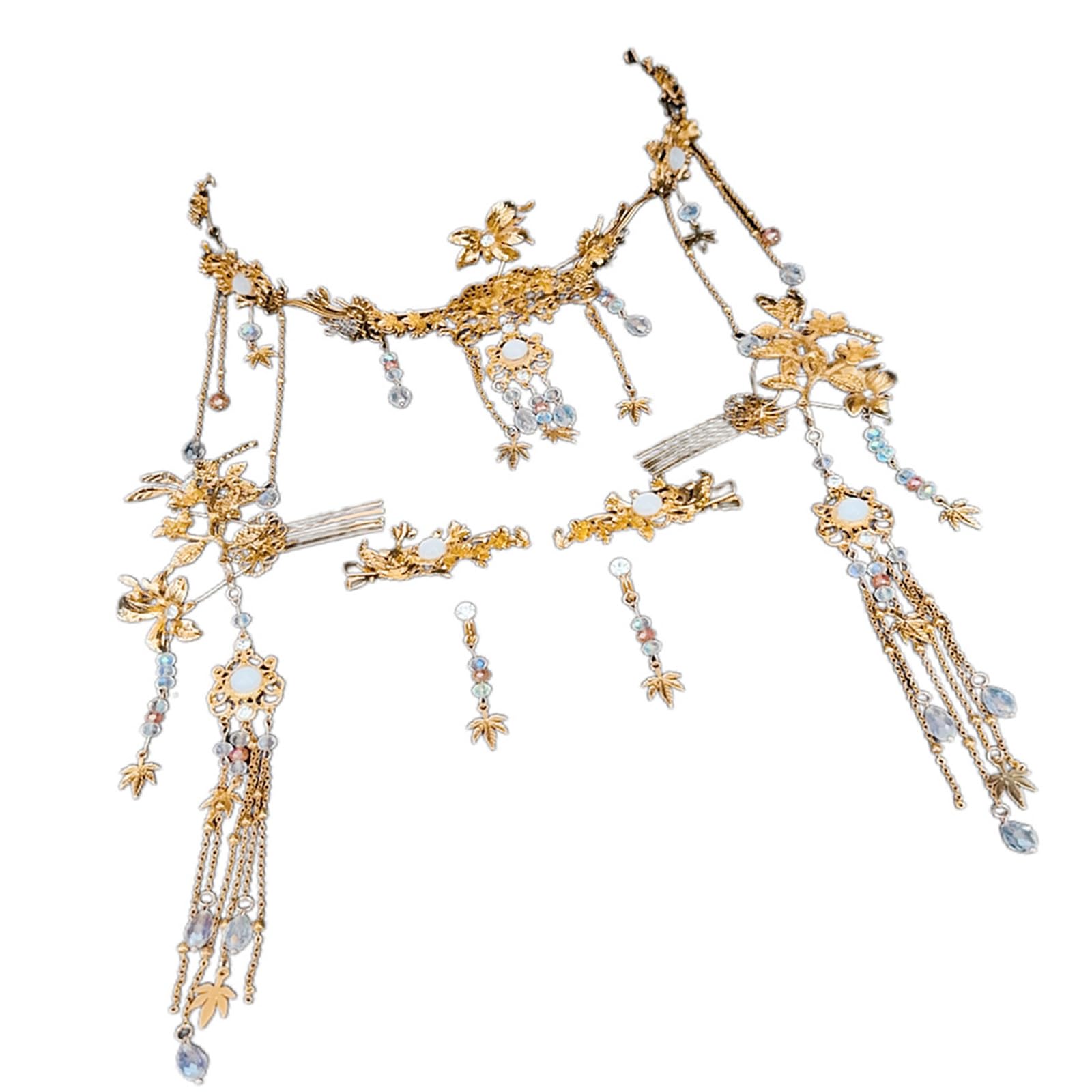 Cultural Chinese Wedding Tassels Headpiece Set Artisanal Bride Tassels Headdress for Weddings Traditional Wedding