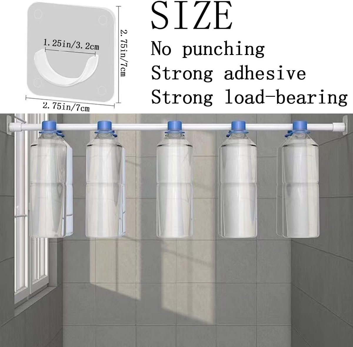 12 PCS Shower Rod Holder Tension Rod Holder Transparent No Drilling Curtain Rod Holders Clothes Drying Rod Holder Curtain Rod Bracket Hanging Rod Bottom Bracket for Shower Curtain Rod Nail Free (12)