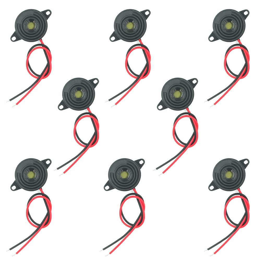 8 PCS SFM-20B Electronic Buzzer Alarm 3-24V DC Active Piezo Buzzer Alarm Ringer Security Audible Easy to Install with Wire for Horn Siren Alarm (SYFMQ)