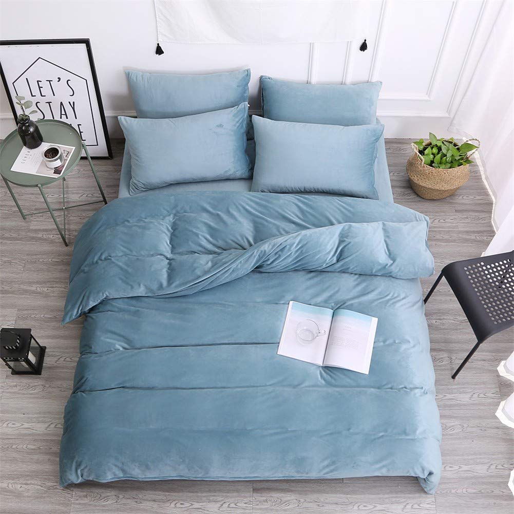 KLLT Espesar Color Sólido Fundas para Edredón Franela Doble Soltero Cubierta De Edredón Dormitorio Pieza única Funda Nórdica Cama 150 Comodo Suave Juego De CamaH-150x200cm(59x79inch)