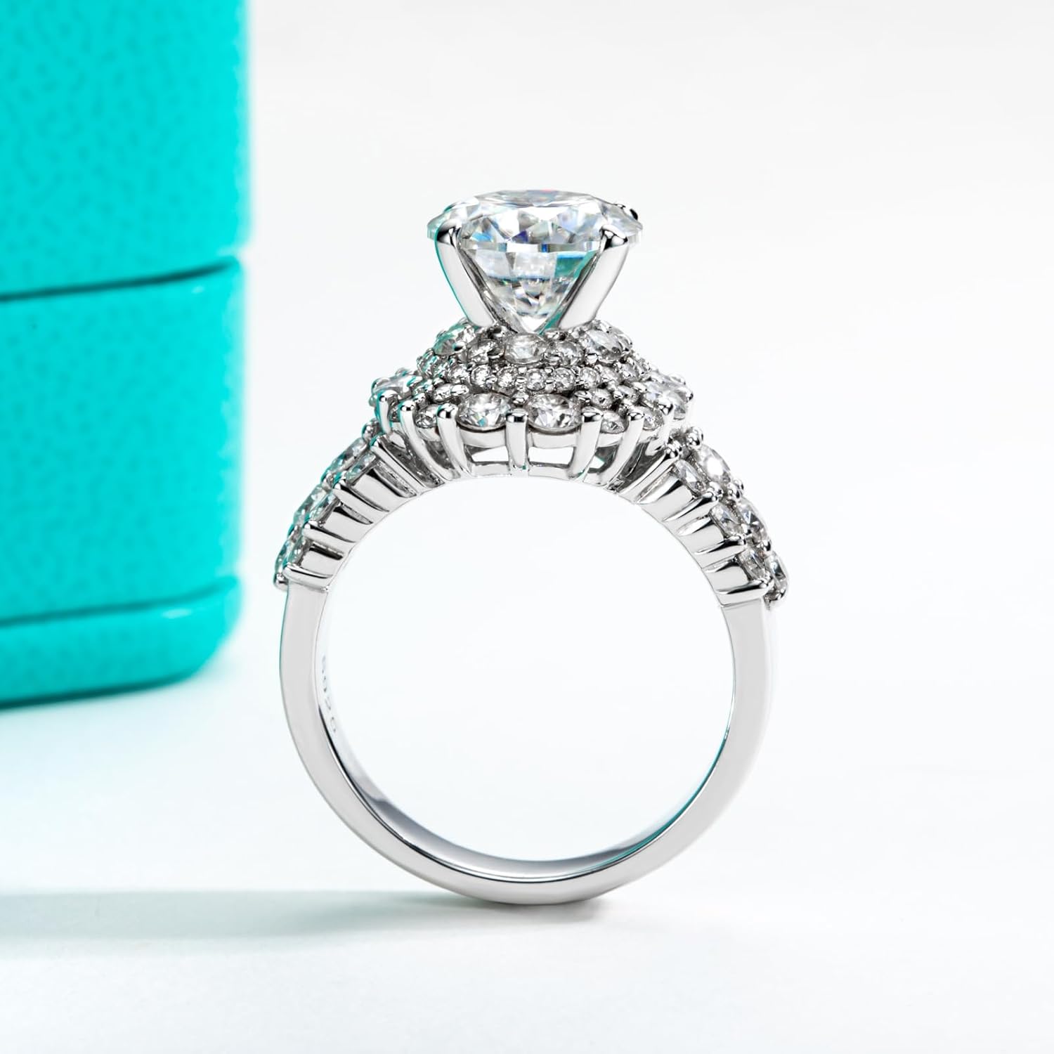 AnuClub Halo Moissanite Engagement Rings 3.8-4.75cttw(3ct Center Stone) D Color VVS1 925 Sterling Silver Vintage Anniversary Wedding Promise Rings for Women with Certificate - Image 6