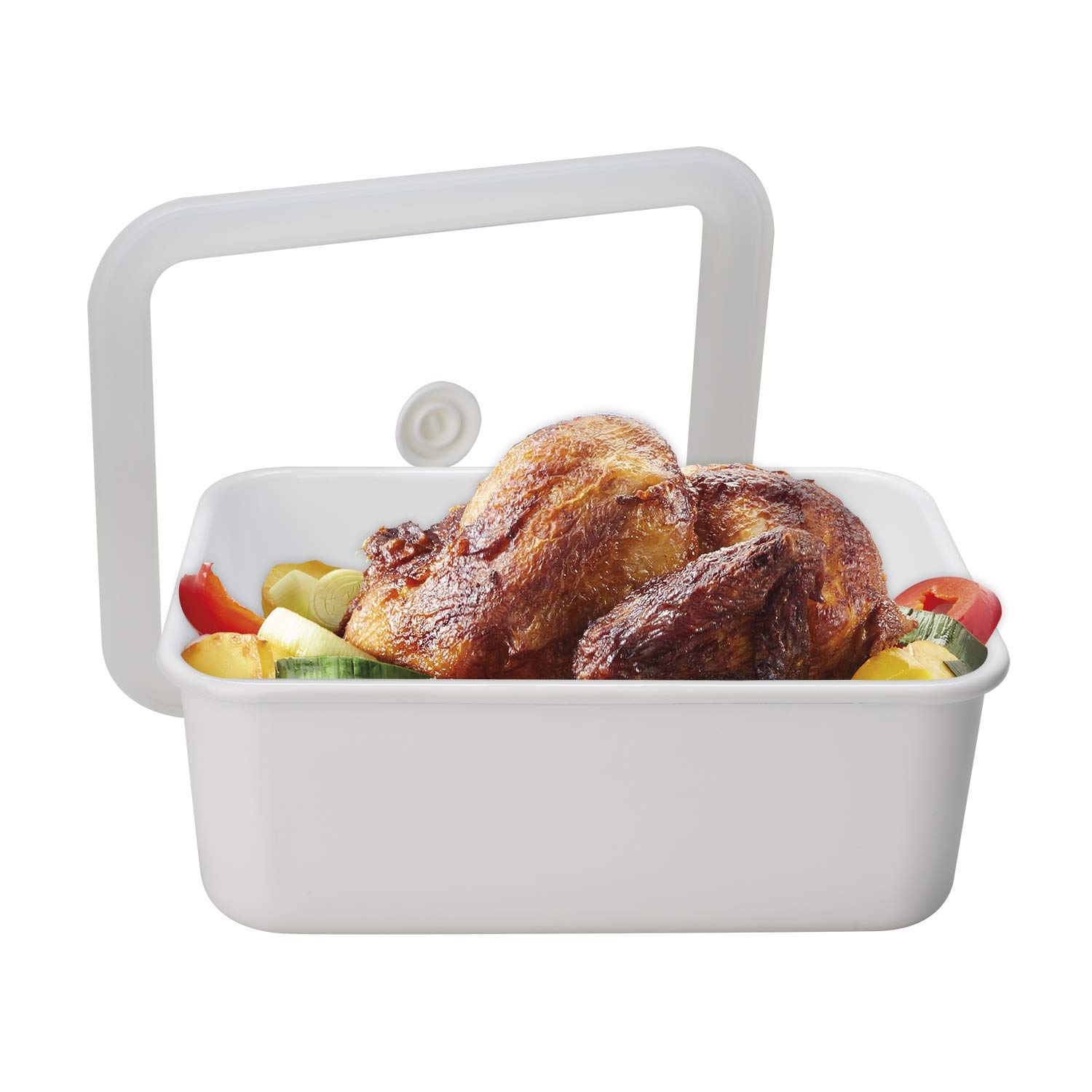 Próżniowy pojemnik do przechowywania żywności, emaliowany, XL, 2,8 l, 23,5 x 17,5 x 9,5 cm, żywność zachowuje świeżość znacznie dłużej, chroni żywność przed bakteriami i grzybami | bez pompy