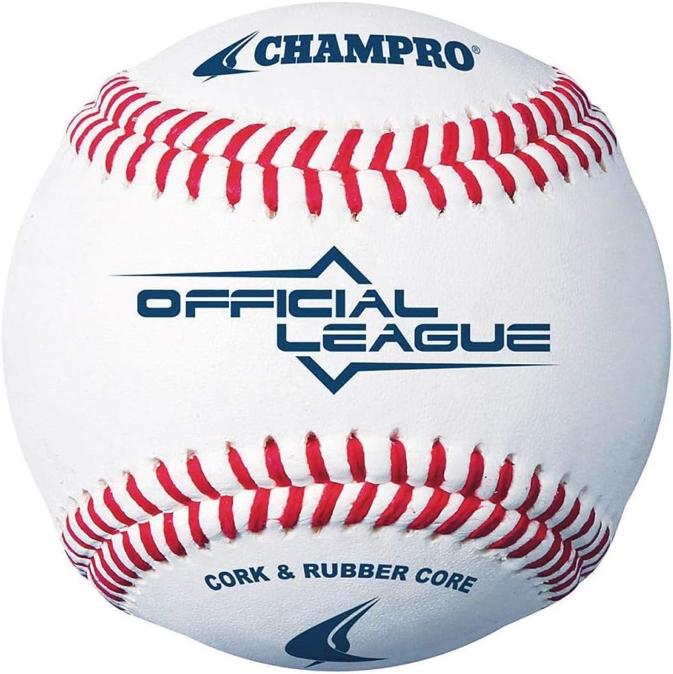 Champro Official League Cork Center C-2 Rubber Core Baseball (White, 9-Inch)