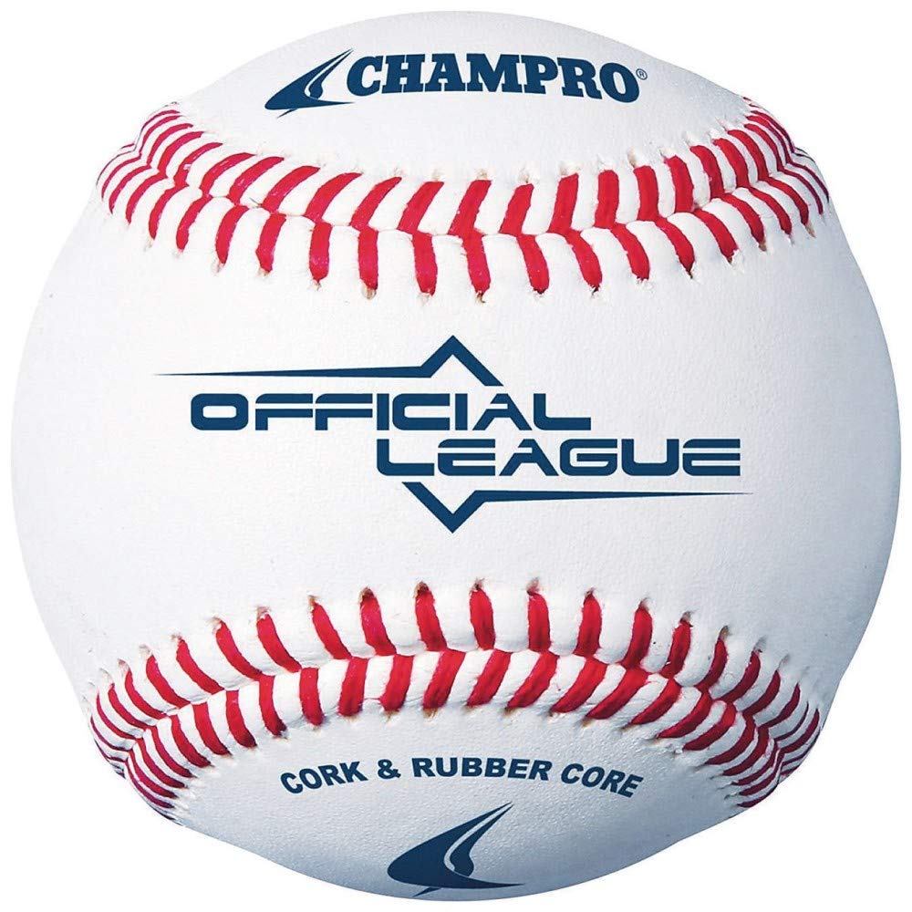 Champro Official League Cork Center C-2 Rubber Core Baseball (White, 9-Inch)