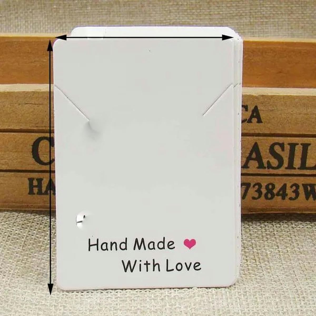 200 Stück 5 x 7 cm weiße/Kraftpapier-Halsketten-Display-Karte, handgefertigt mit Liebe, Schmuck-Paket-Karte, individuell erhältlich – 1