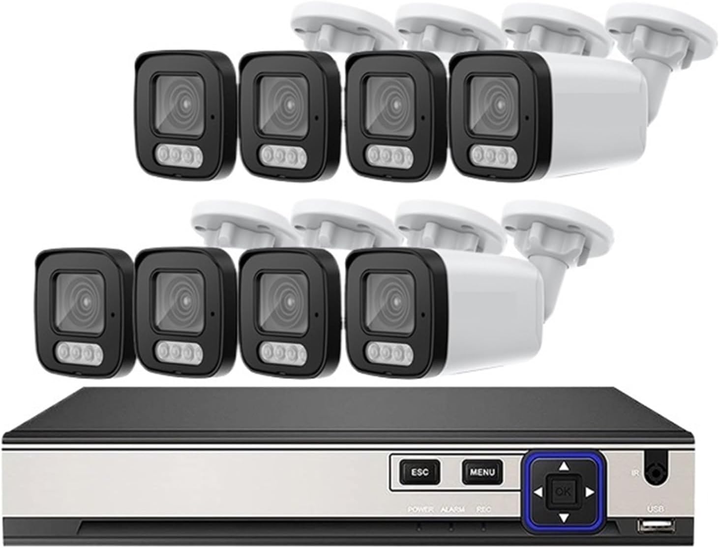 10CH CCTV Security Camera System IP Poe Home Face Video Surveillance 4K 4Mp 8Mp Kit Two Way Audio Ai Outdoor Motion Detection(None,8PCS 8MP Cameras)