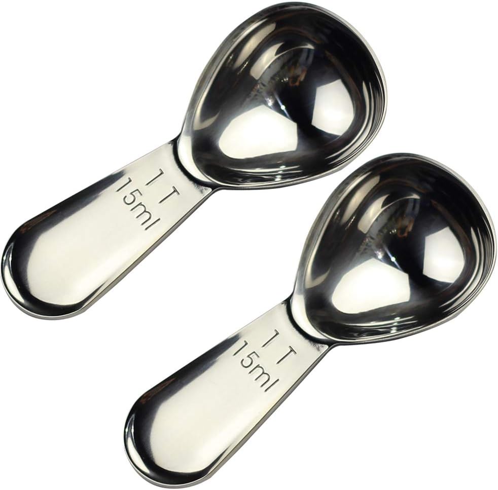 CoaGu 2-Pack Mini Coffee Scoops 15ml - Short Handle Stainless Steel Spoons for Coffee, Baking & Supplements, Non-Slip Grip | Fits Espresso Bags & Spice Containers