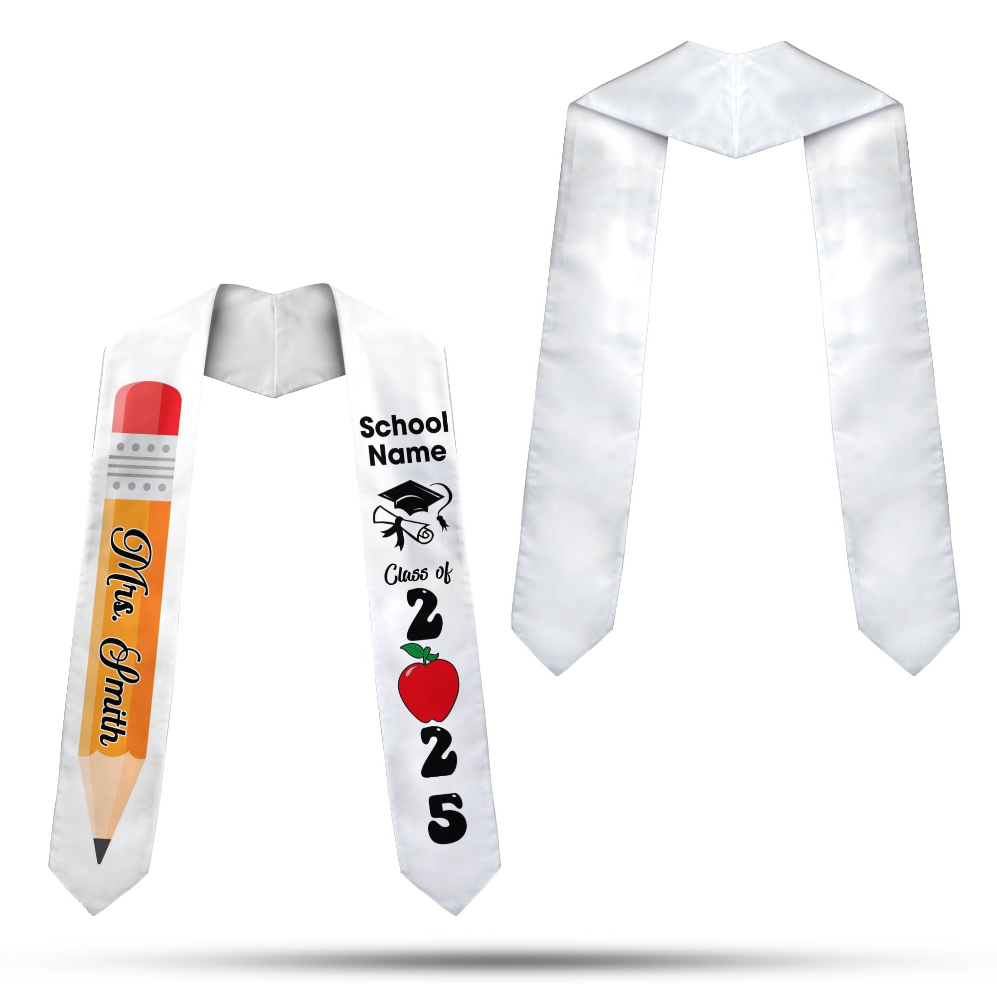 Artparel Custom Teacher Graduation Stole Pencil Graduation Stole Teacher Gift for Graduation 2025 Teacher Appreciation Gifts