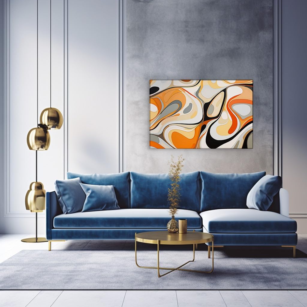 Canvas for Living room. Energized Abstraction The Dance of Color and Shape in Motion, 27 x 18 inch Canvas Wall Art - Abstract Expressionist - Modern Home Decor