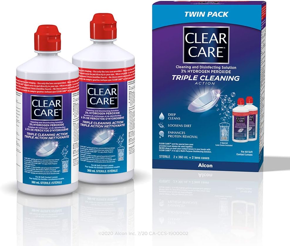 Clear Care Contact Lens Solutions Twin Pack 2 x 360 ml Amazon.ca Health & Personal Care